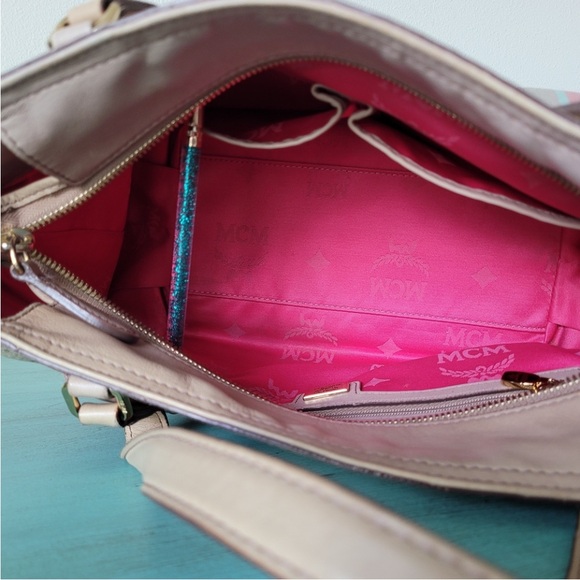 MCM Beige and Pink Shoulder Bag - Picture 7 of 12